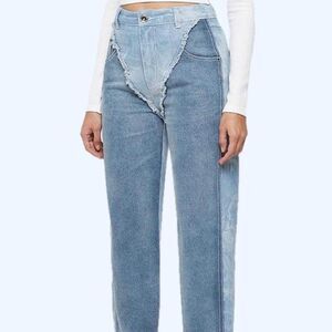 Manière de Voir Two Toned Marbled Mom Jeans Size 8 Patchwork Designer Jean